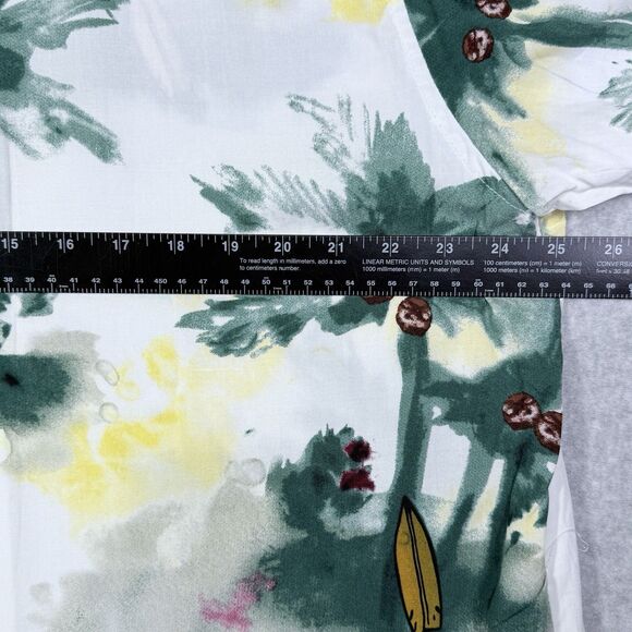 Hawaiian Shirt Mens XL White Aloha Button Short Sleeve Modern Print - Picture 9 of 13